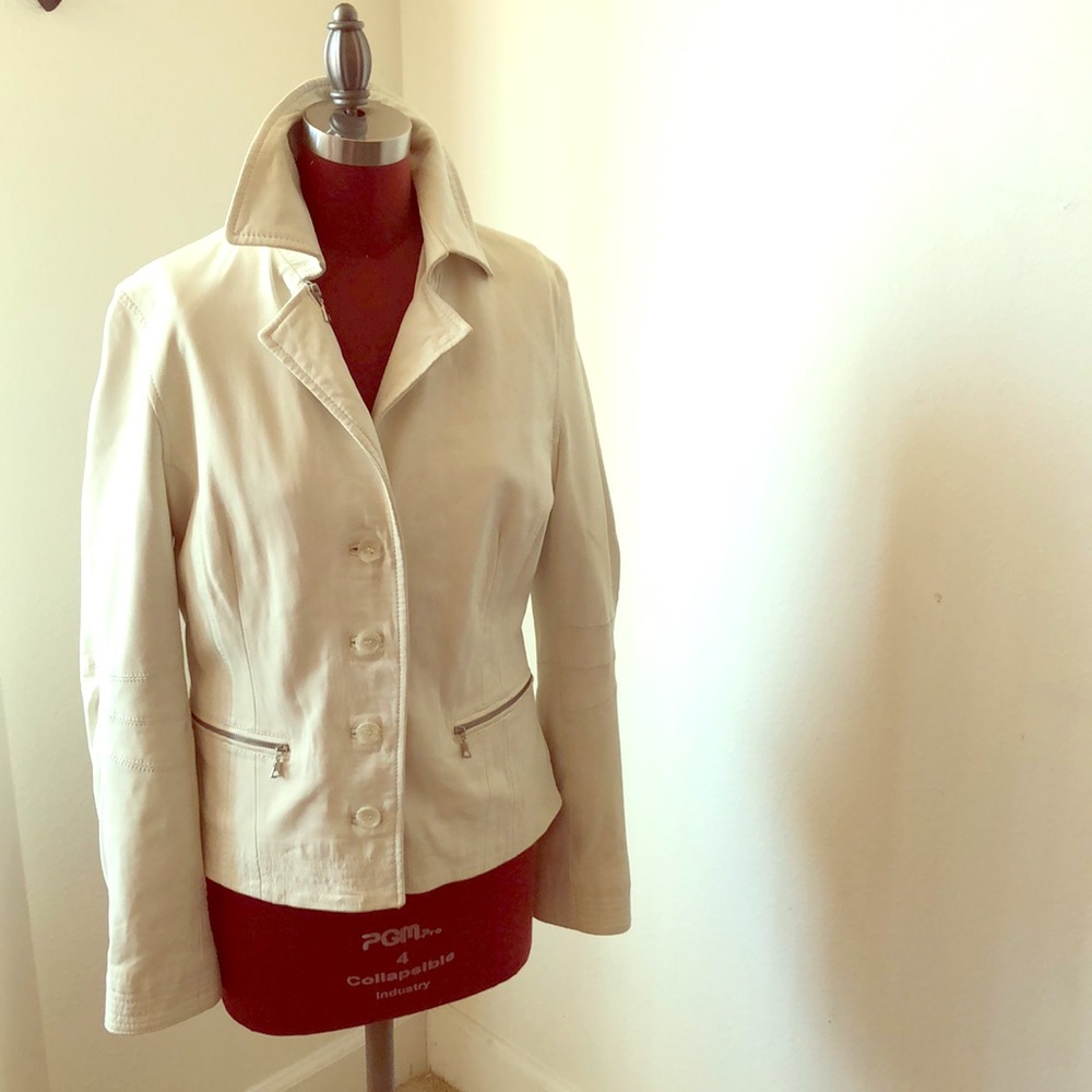 Vera Pelle Leather Off white Moro Jaxket